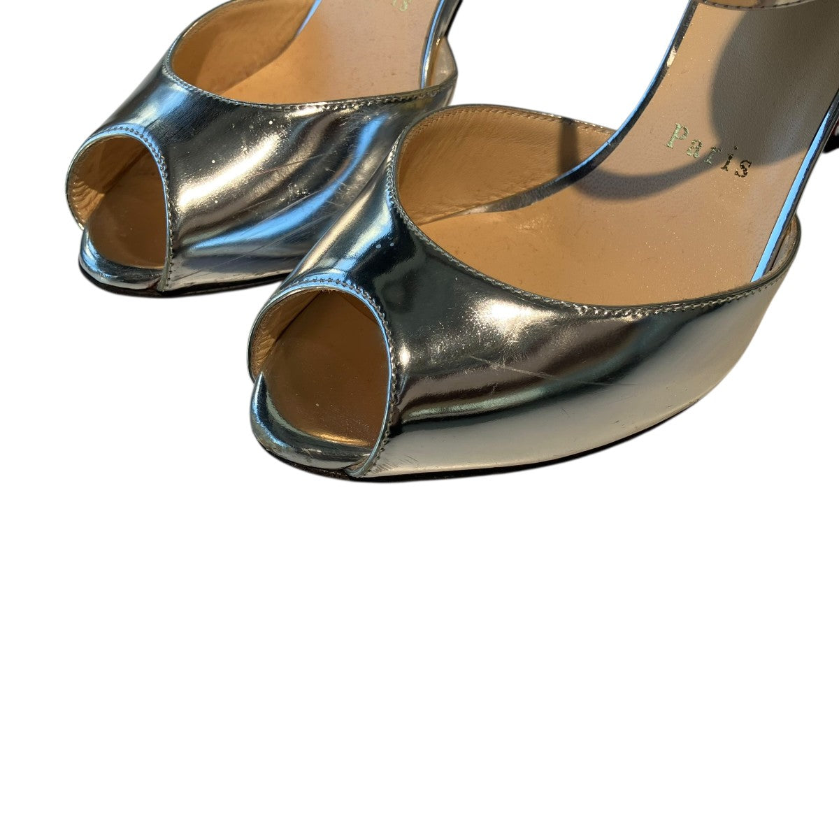 pansy 85 suede-trimmed metallic leather sandalsメタリックサンダル