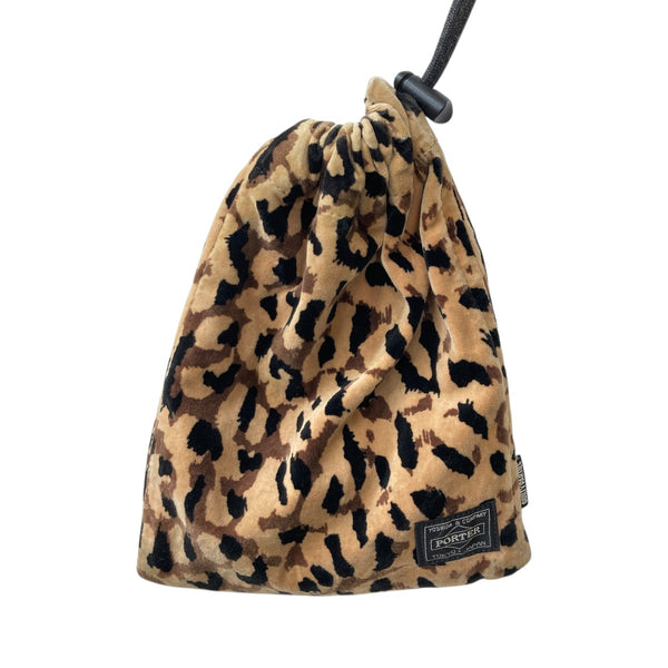 PORTER×WACKO MARIA レオパードショルダー ポーチ ベージュ×ブラック