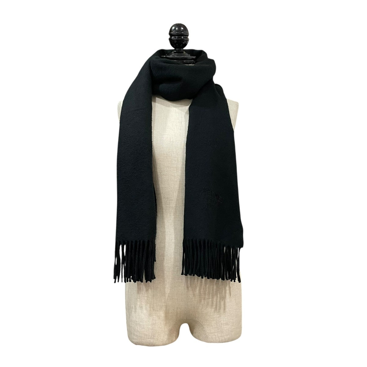 美品 エルメス HERMES フリンジマフラー HERMES(エルメス) フリンジマフラー ブラック｜【公式】カインドオル