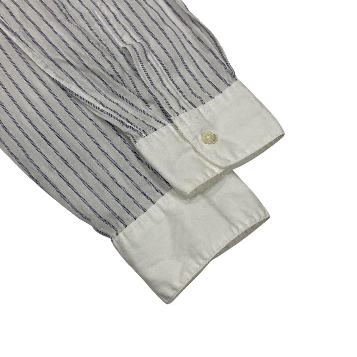 MARGARETHOWELL コットンリネン　ストライプ ホワイト シャツ 半袖 MARGARETHOWELL コットンリネン ストライプ ホワイト シャツ