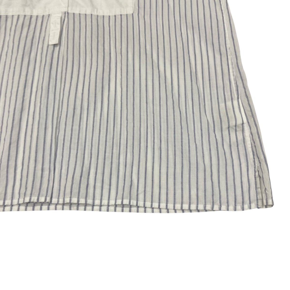 MARGARETHOWELL コットンリネン　ストライプ ホワイト シャツ 半袖 MHL. マーガレットハウエル MARGARET HOWELL *コットンリネン