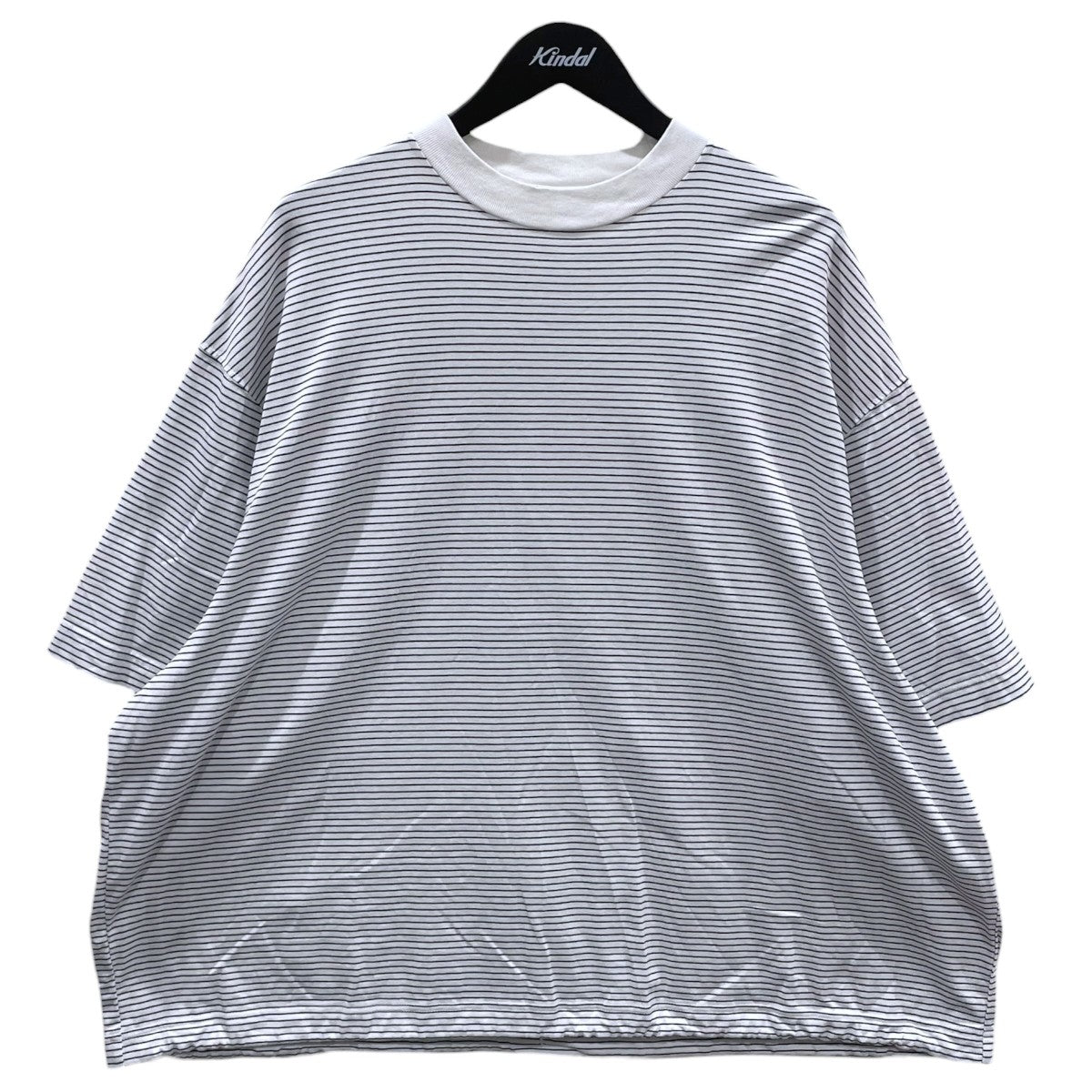 ボーダー柄裾ドローコードTシャツ BALLOON BORDER SHORT SLEEVE T-SHIRT バルーンボーダーショートスリーブTシャツ