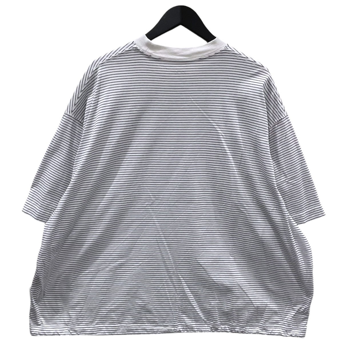 ボーダー柄裾ドローコードTシャツ BALLOON BORDER SHORT SLEEVE T-SHIRT バルーンボーダーショートスリーブTシャツ
