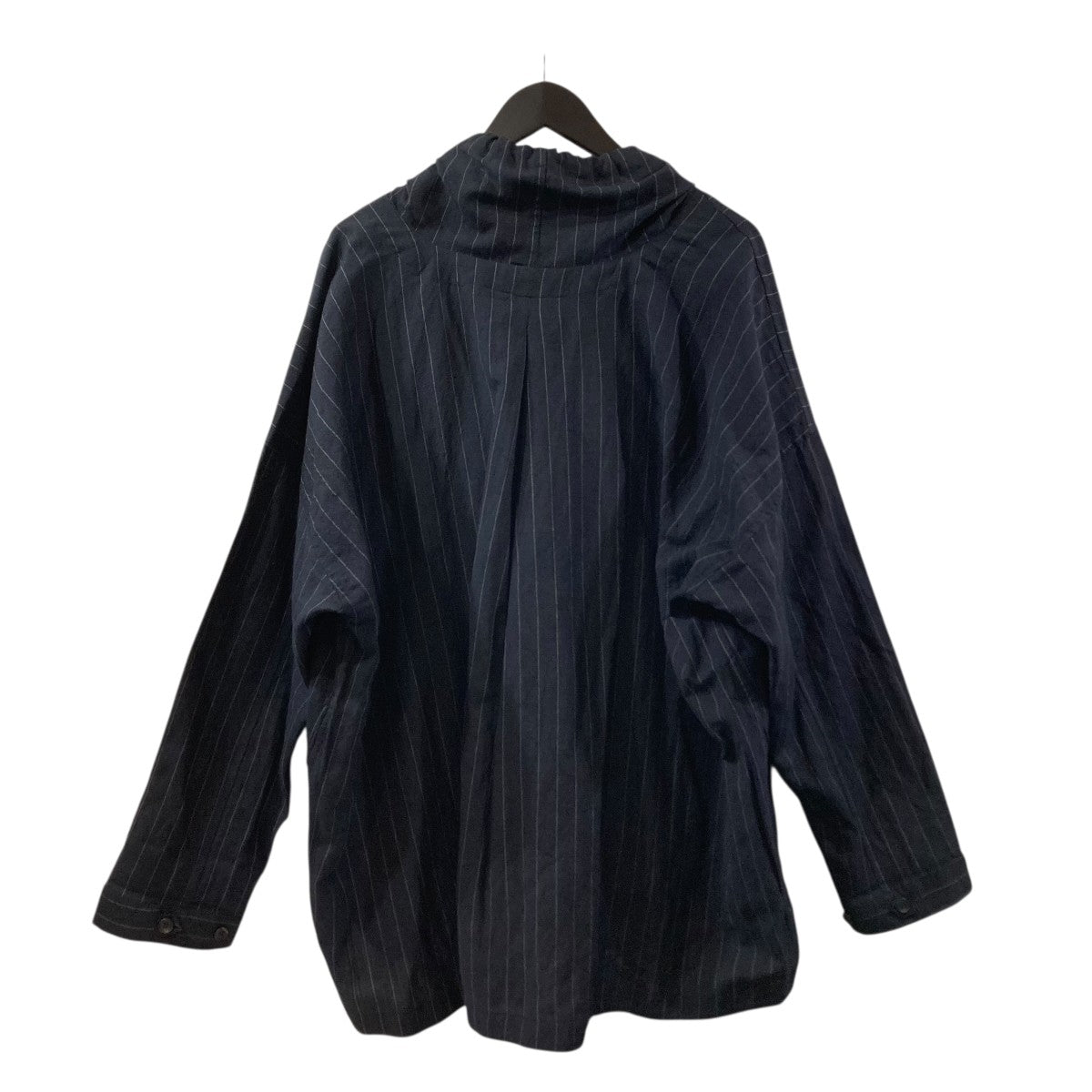FINE STRIPED CLOTH STAND NECK PULLOVERストライププルオーバーシャツ