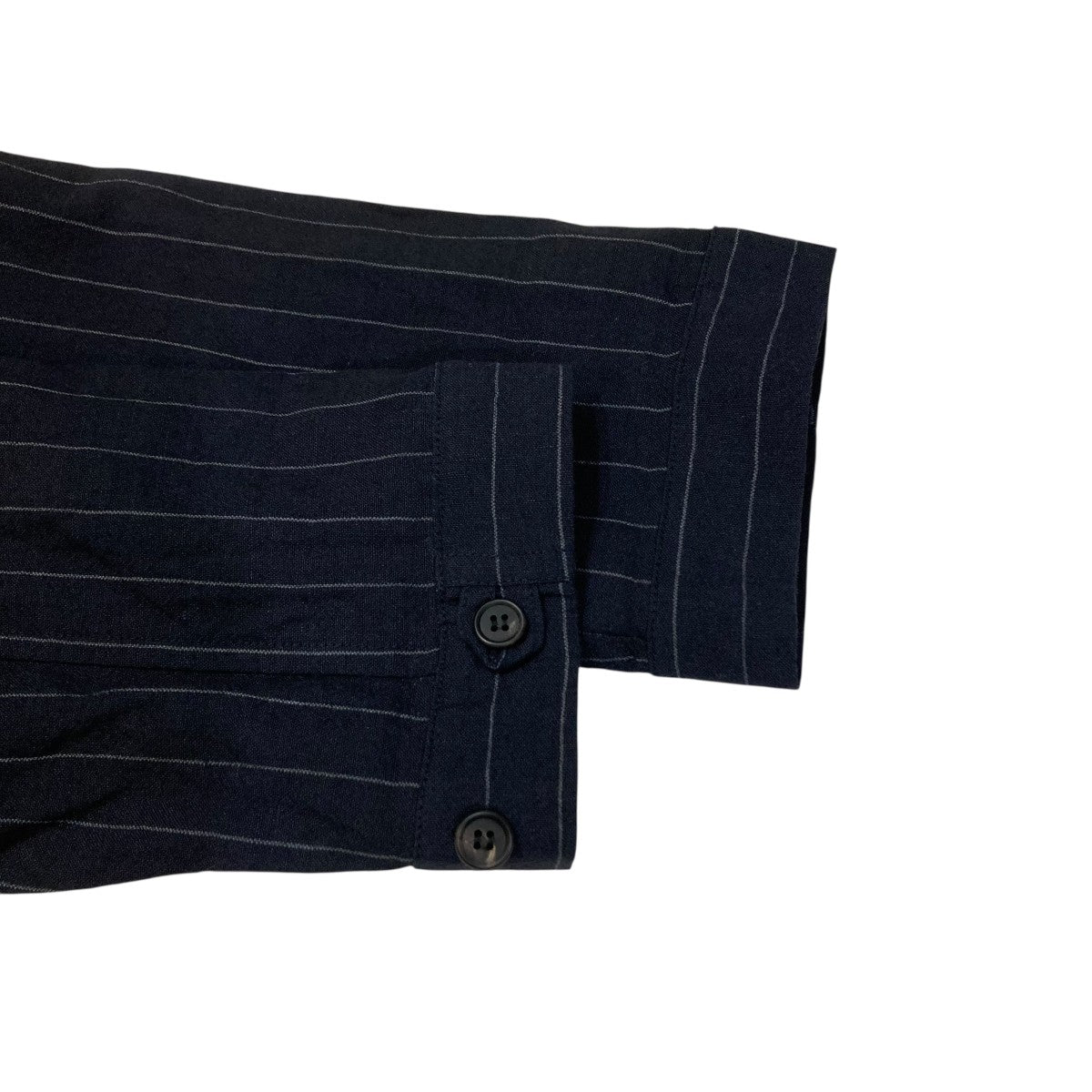 FINE STRIPED CLOTH STAND NECK PULLOVERストライププルオーバーシャツ