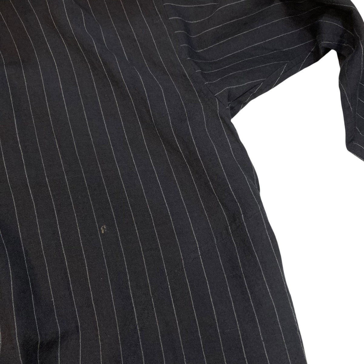 FINE STRIPED CLOTH STAND NECK PULLOVERストライププルオーバーシャツ