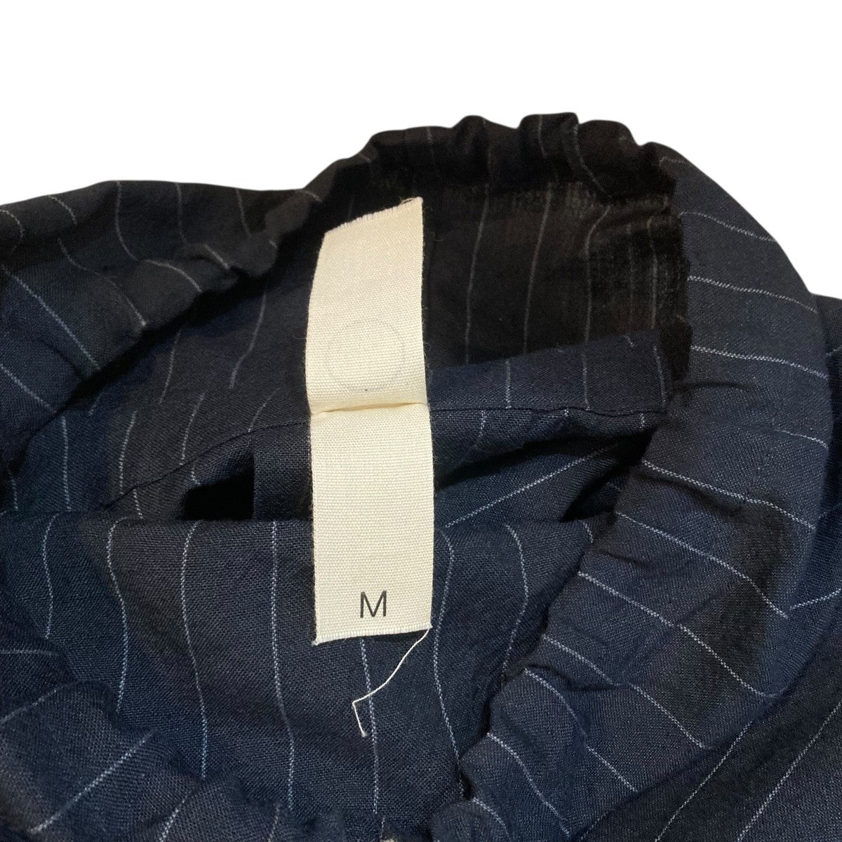 FINE STRIPED CLOTH STAND NECK PULLOVERストライププルオーバーシャツ
