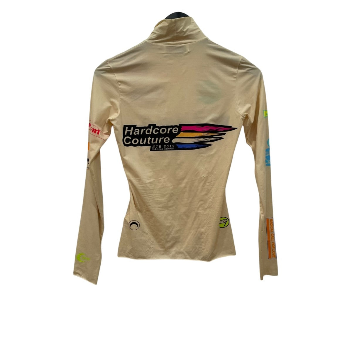 美品　マリーンセル MARINE SERRE セカンドスキン　ベージュ marine serre(マリーンセル) セカンドスキン長袖カットソー ベージュ