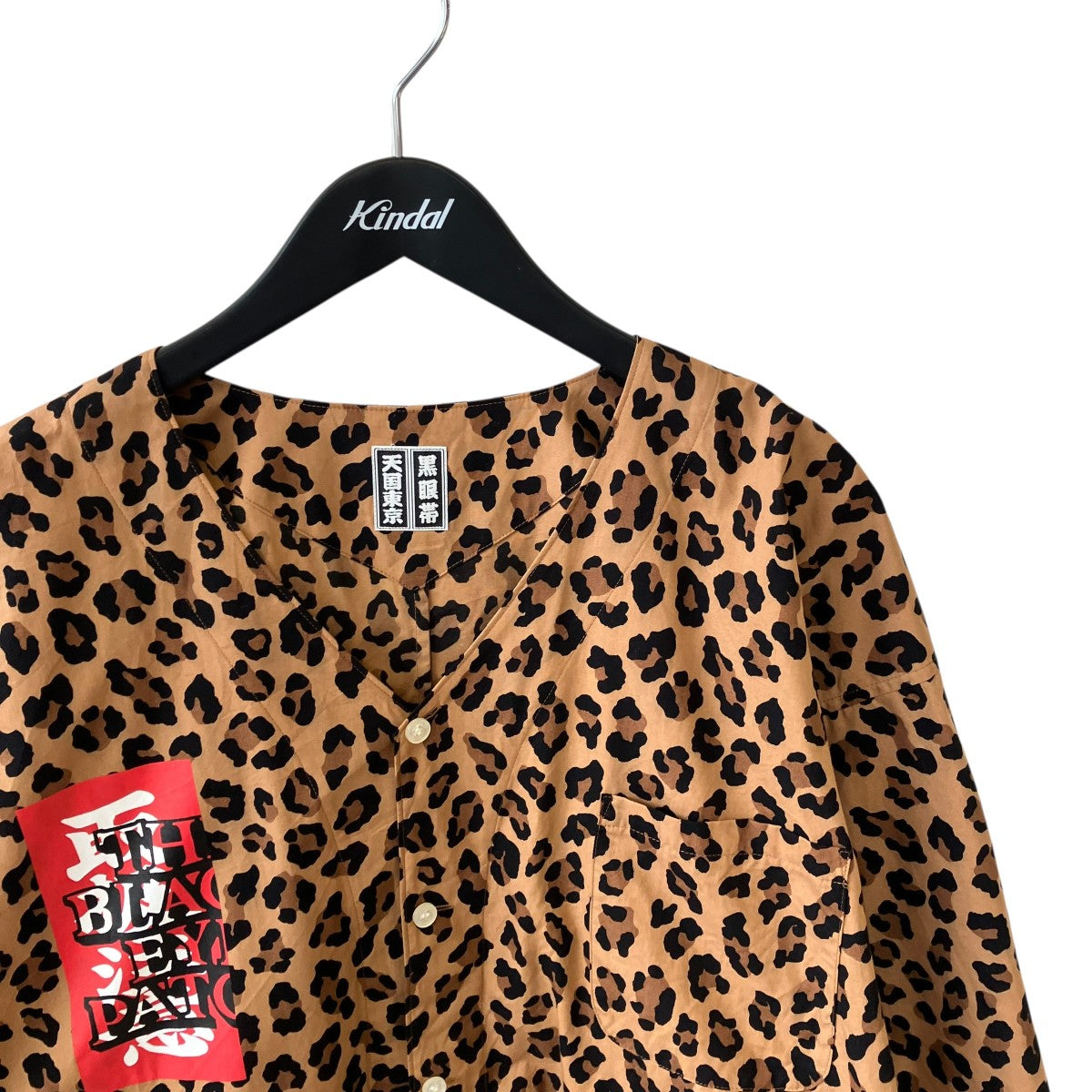 WACKO MARIA BLACKEYEPATCH LEOPARD DABO SHIRTノーカラーシャツBEP-WM-DB02 古着・中古-3枚目のアイテム画像