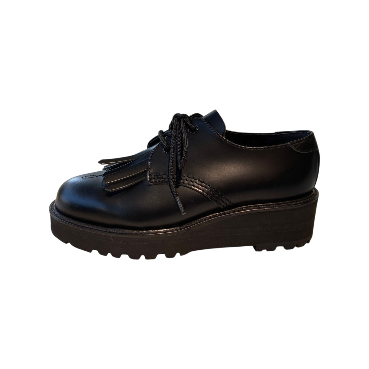 GLASS LEATHER FRINGE TONGUE SHOESレザーシューズYJ-E02-711