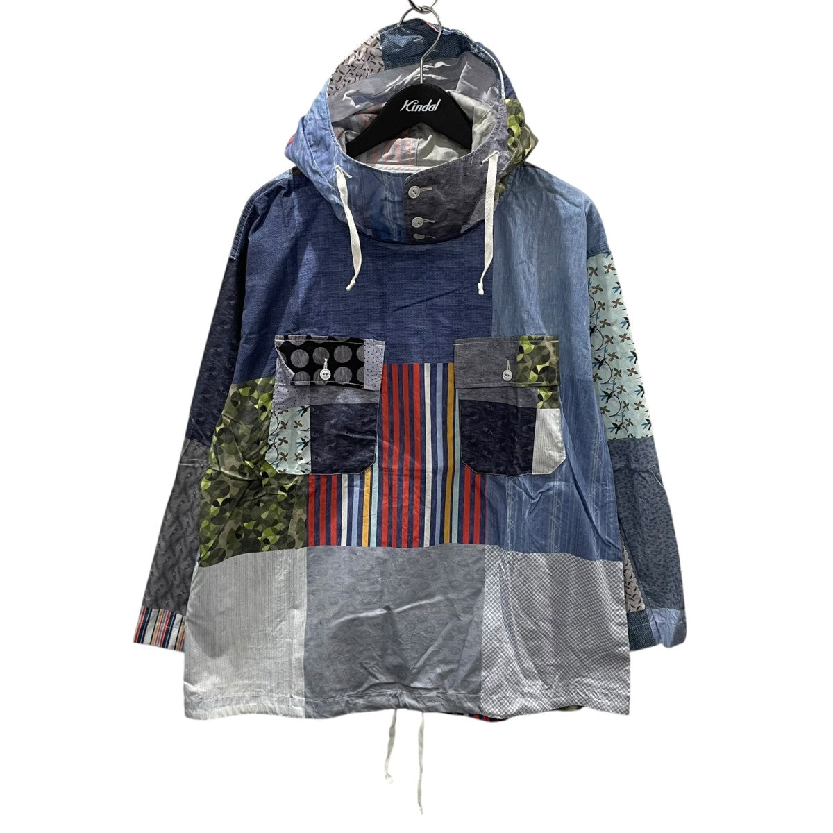 プルオーバーフーデッドジャケット Cagoule Shirt - Multi Random Square Patchwork Print カグールシャツ マルチランダムスクエア パッチワークプリント