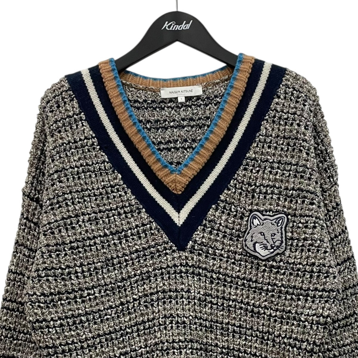 MAISON KITSUNÉ バーガンディ Vネックセーター M MAISON KITSUNE メゾンキツネ セーター プルオーバー メンズ