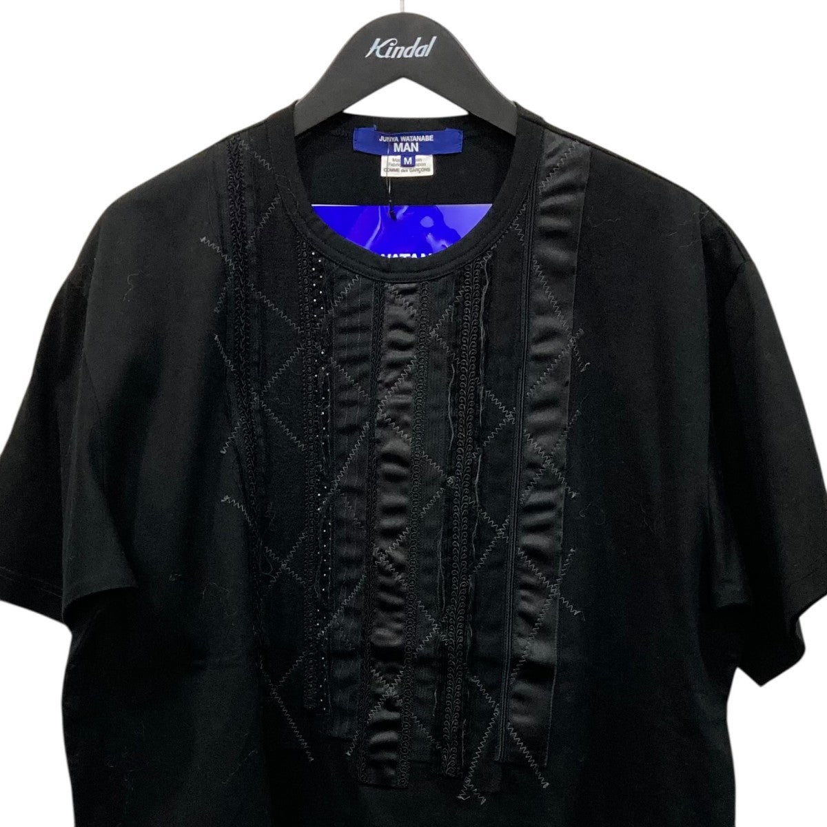 JUNYA WATANABE MAN Cotton High Density Jersey X Braid Patchwork 半袖カットソー WO-T008 古着・中古-3枚目のアイテム画像