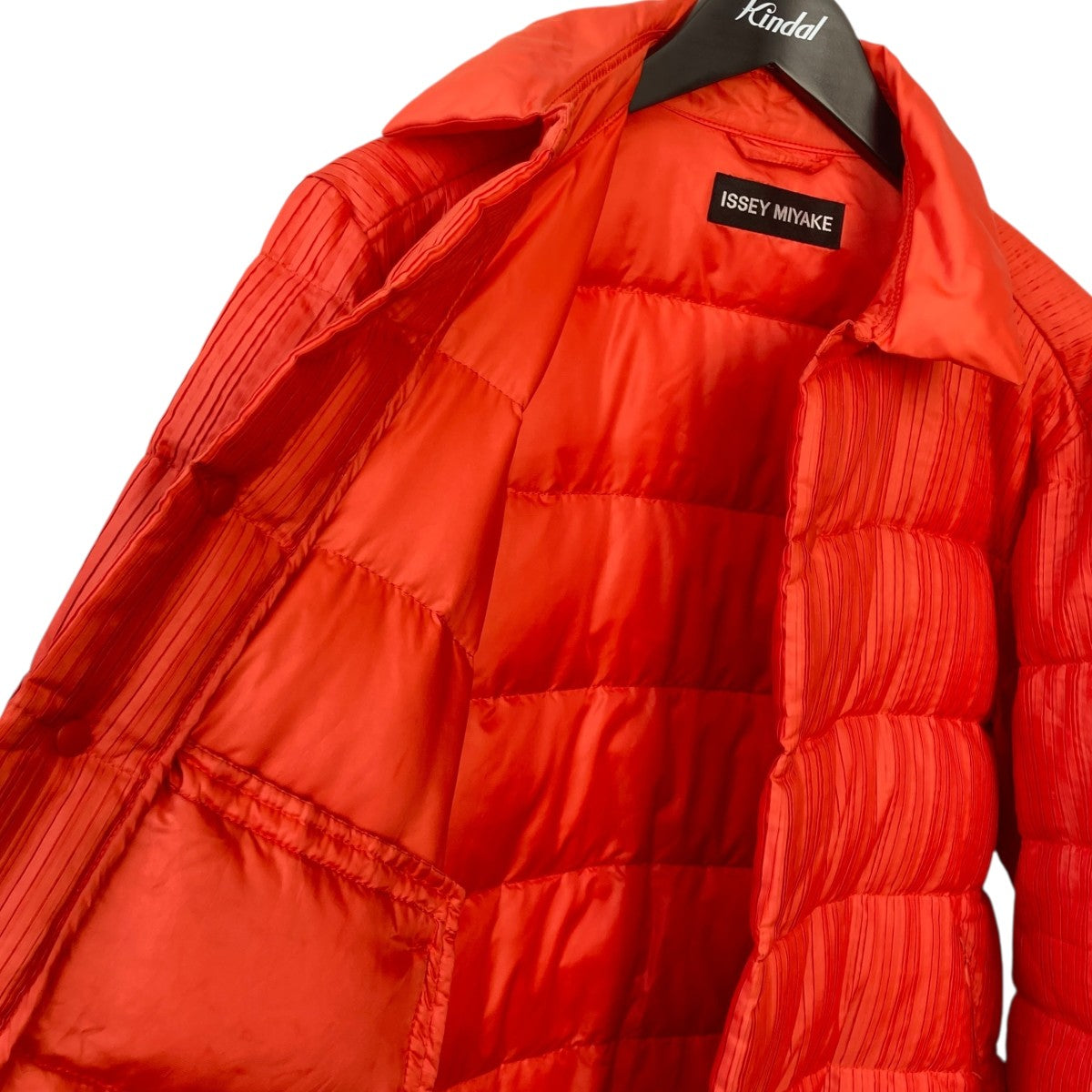 極美品✨ISSEY MIYAKE プリーツ　長袖　オレンジ　レッド　透け感 プリーツプリーズ イッセイミヤケ 長袖カットソー ロンT オレンジ