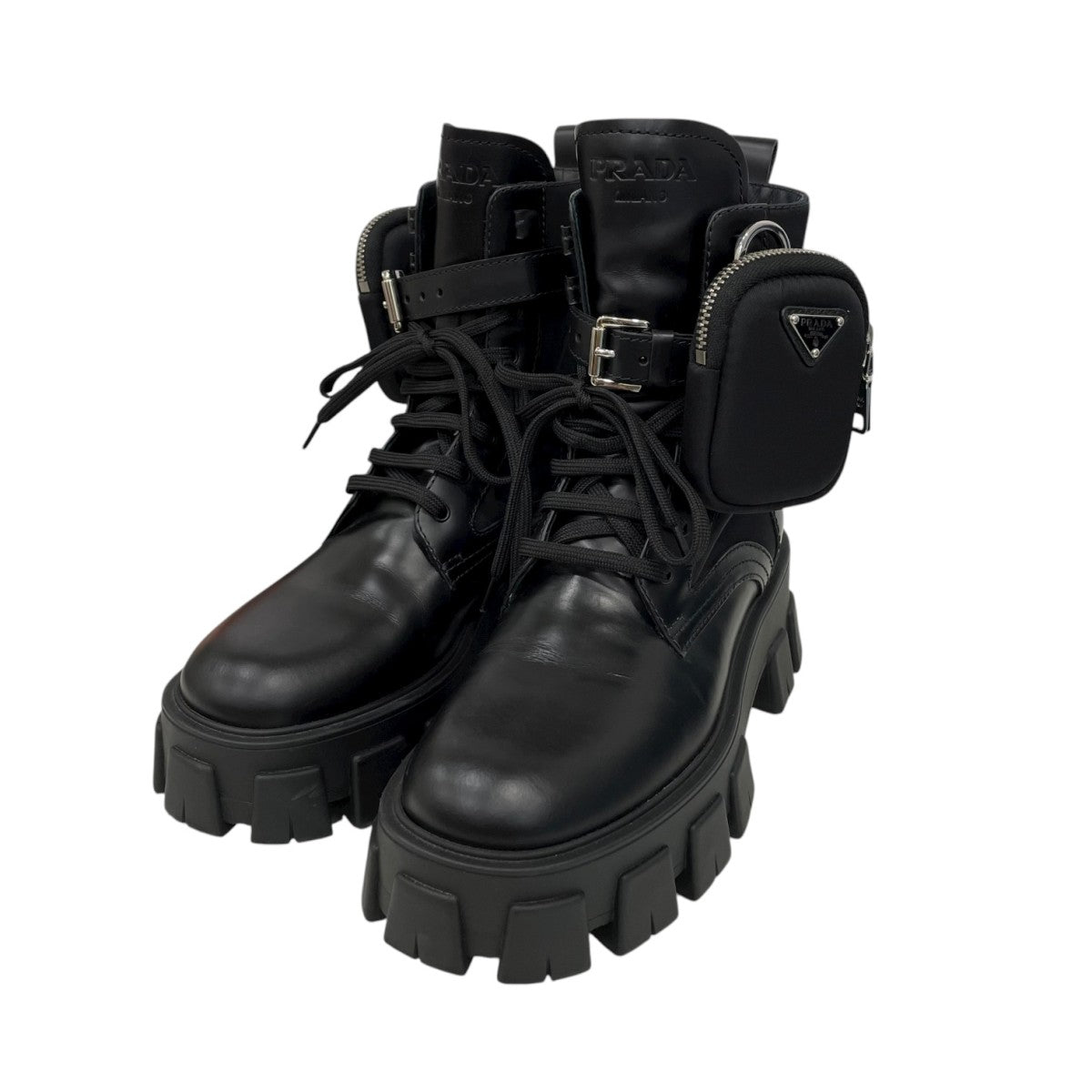 モノリス ポーチ付 ブラッシュドレザーx Re-Nylon ブーツ1T255M