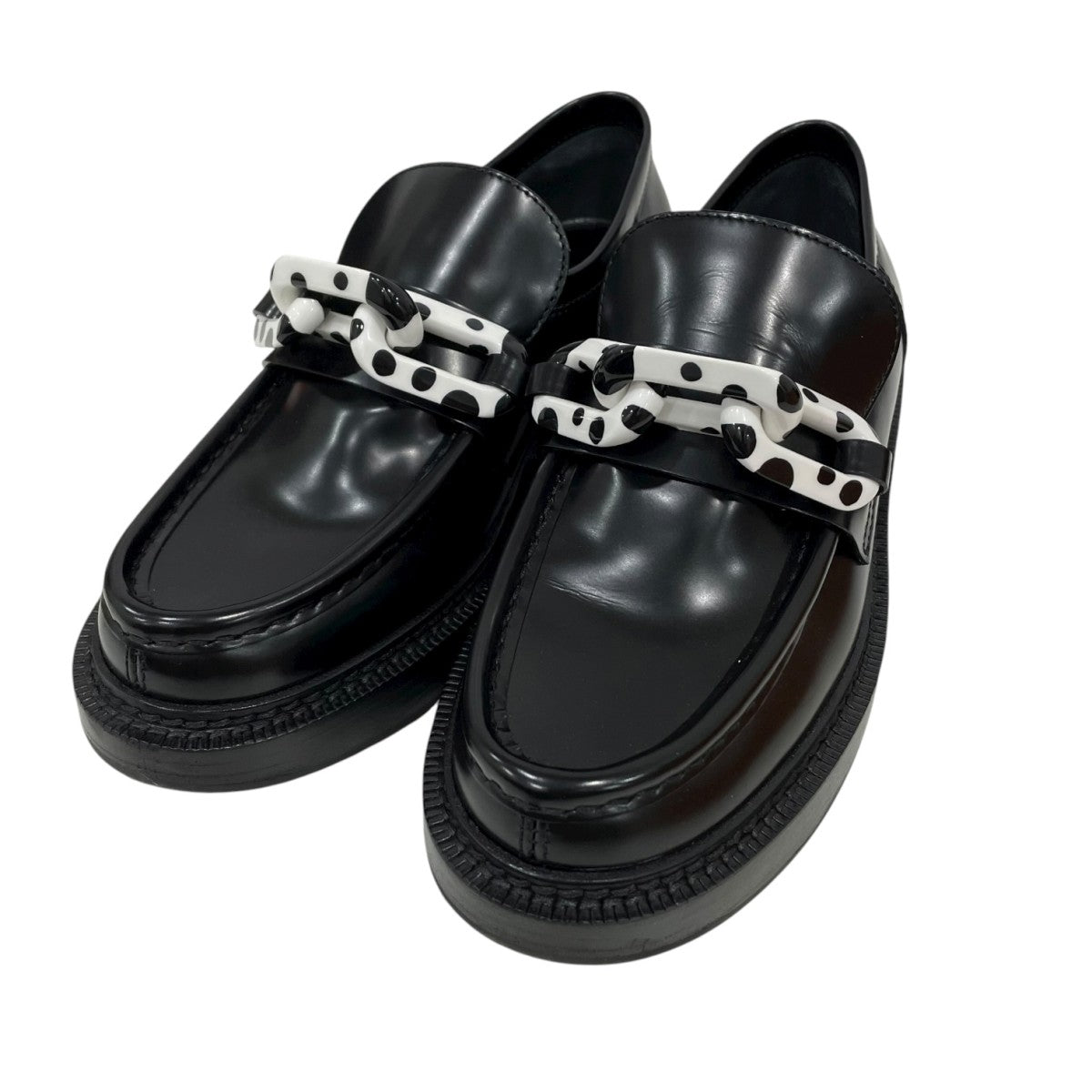 LOUIS VUITTON ルイ・ヴィトン 22AW MA1212 × Yayoi Kusama ヤヨイクサマ 草間彌生 アカデミーライン レザー ローファー シューズ ブラック系 36【中古】 LOUIS VUITTON×Yayoi Kusama アカデミーラインローファーMA1212 MA1212