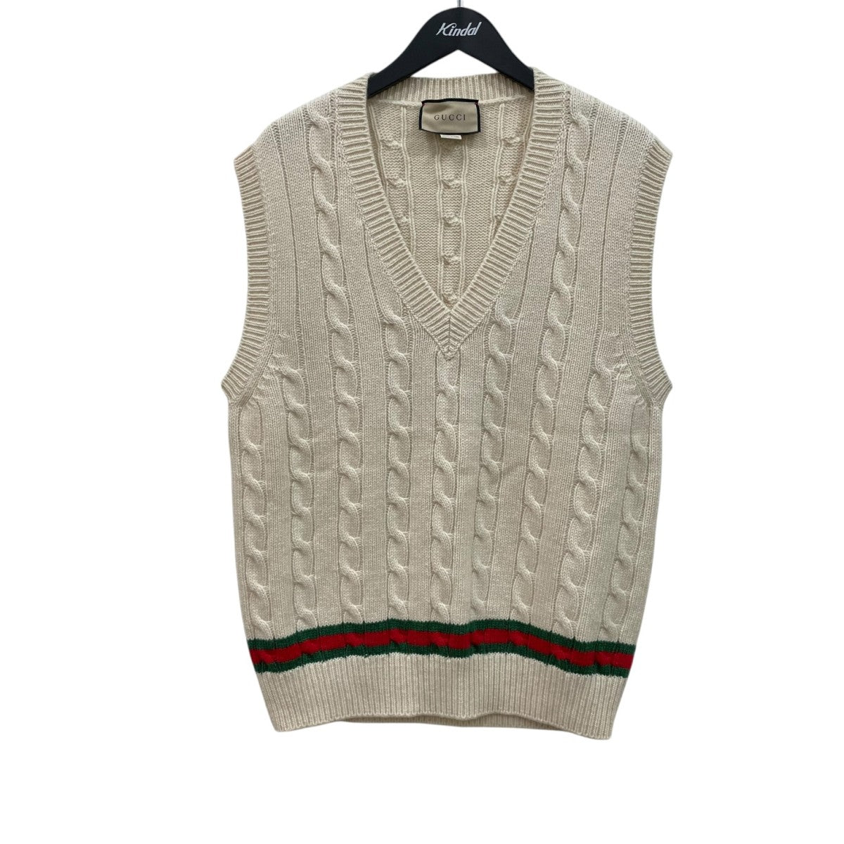 GUCCI(グッチ) ニットベスト681081 681081 アイボリー×レッド サイズ