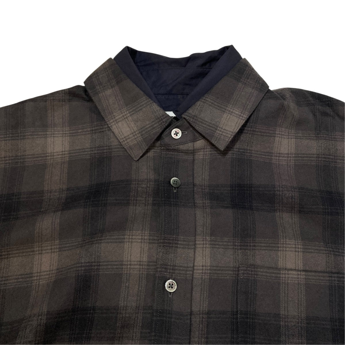 OVERSIZED LAYERED FLANNEL SHIRTチェック長袖シャツST.463