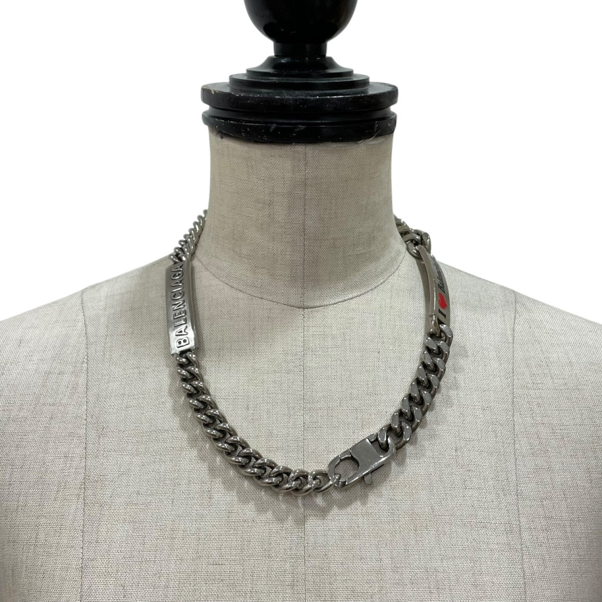 バレンシアガ　シルバー チェーンネックレス BALENCIAGA】チェーン ネックレス ロゴ シルバー メンズ (BALENCIAGA