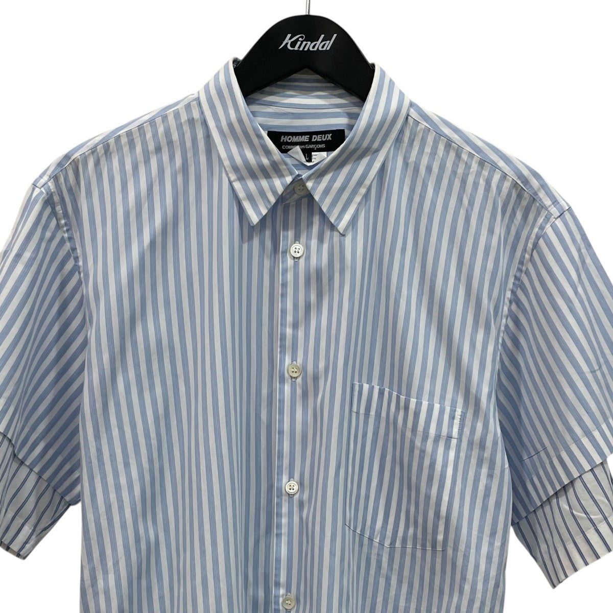 COMME des GARCONS HOMME DEUX ストライプ半袖シャツDKB045 古着・中古-2枚目のアイテム画像