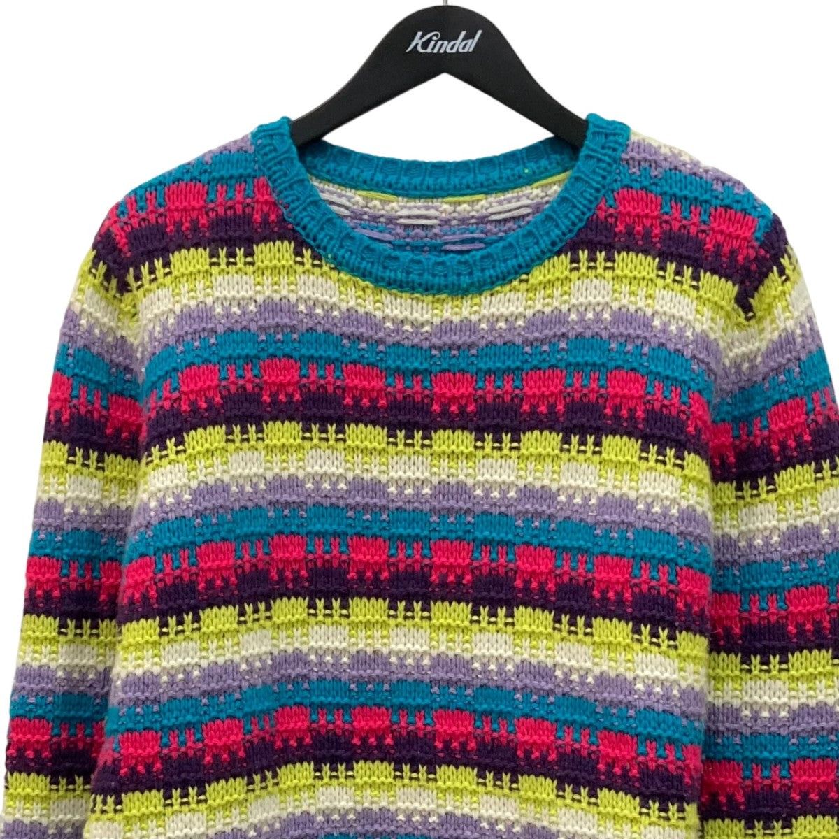 lucien pellat-finet(ルシアンペラフィネ) 厚手ニット ブルー×ピンク