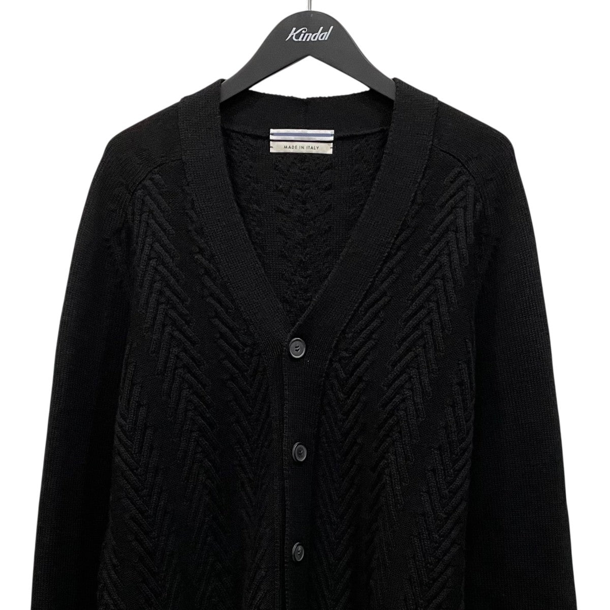 Cristaseya(クリスタセヤ) HERRINGBONEニットカーディガン ブラック