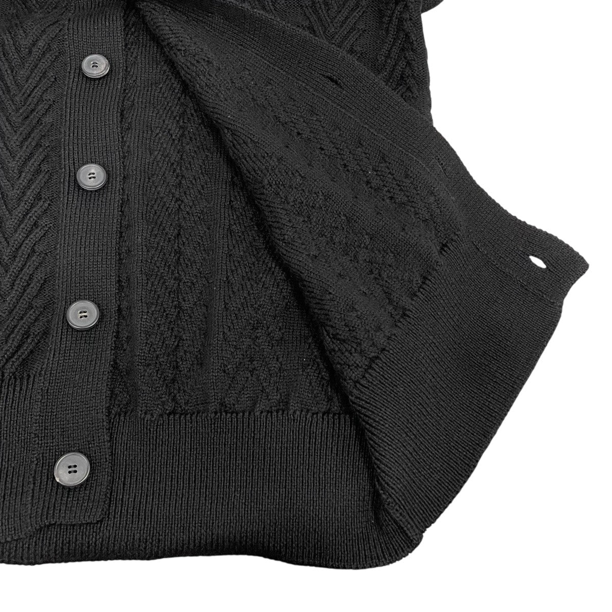 Cristaseya(クリスタセヤ) HERRINGBONEニットカーディガン ブラック