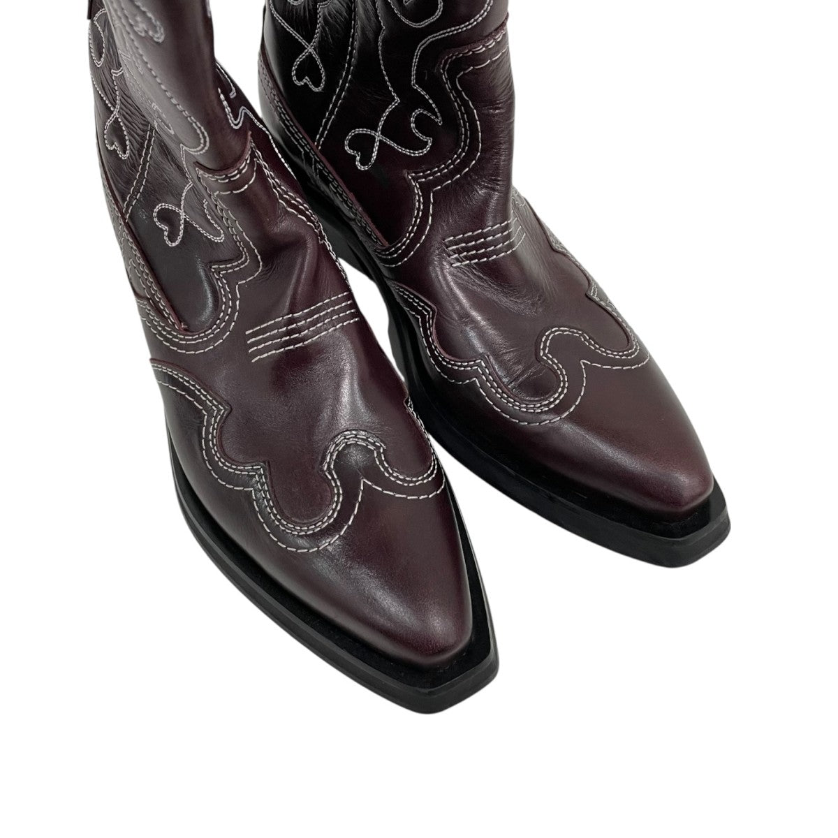 【値下げ中】Ganni ガニー ウエスタンブーツ38 24cm ブラック Ganni ガニー 'Western' texas boots レザー ブーツ ブラック 黒 Black