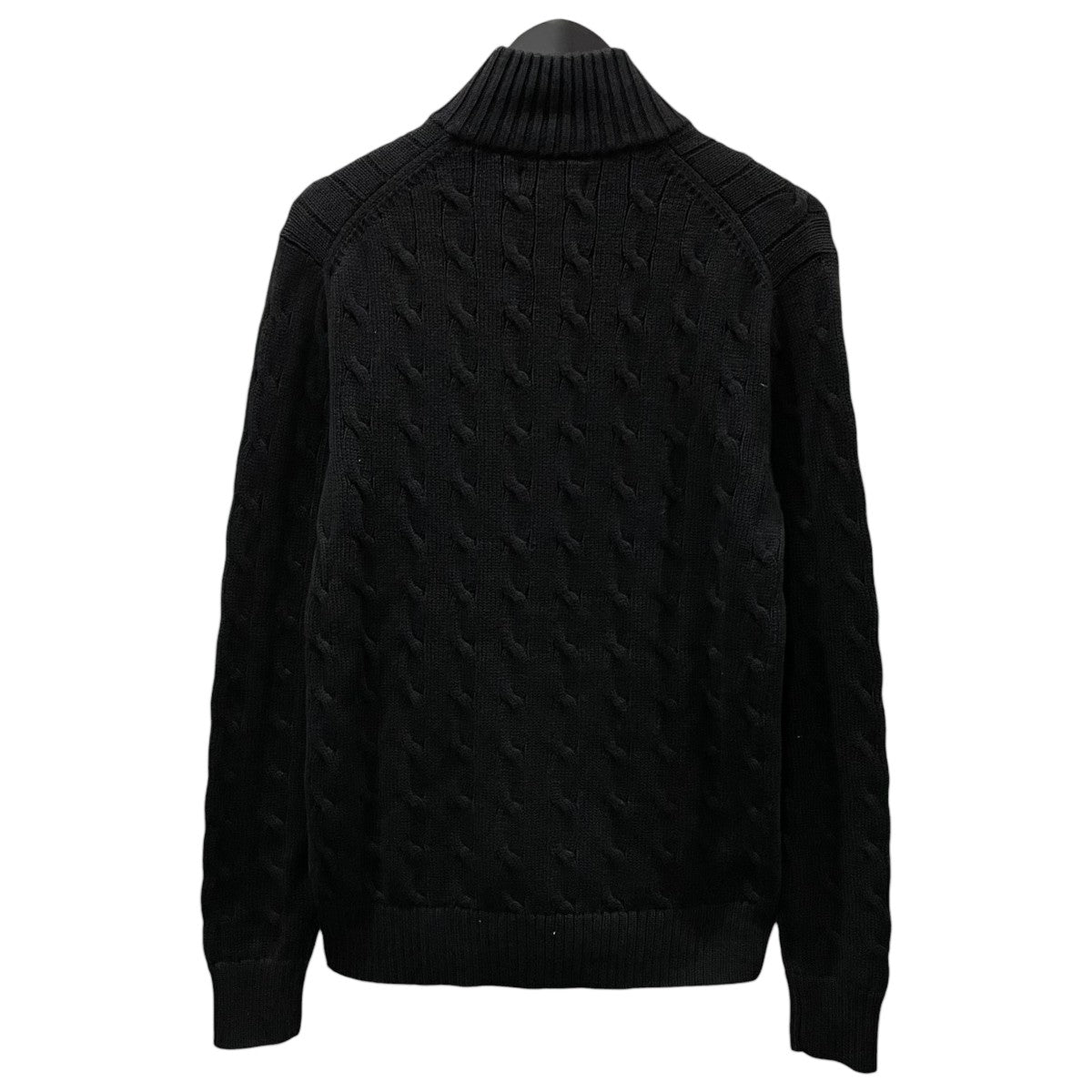 ケーブル編みジップアップコットンニットカーディガン