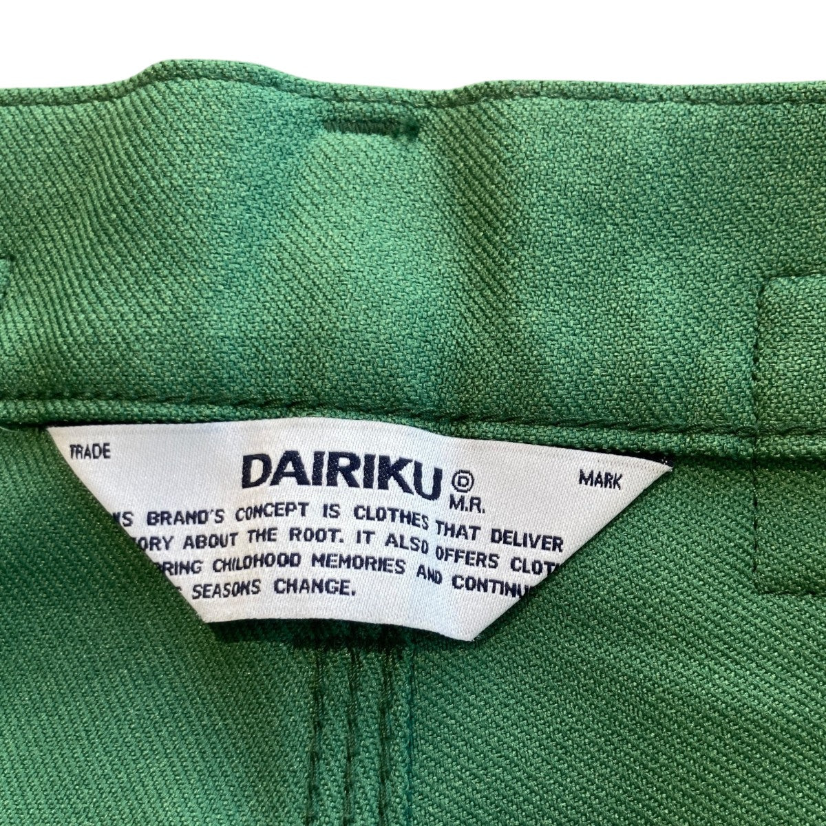 DAIRIKU(ダイリク) PRESSED PANTパンツ22SSP-7 22SSP-7 グリーン