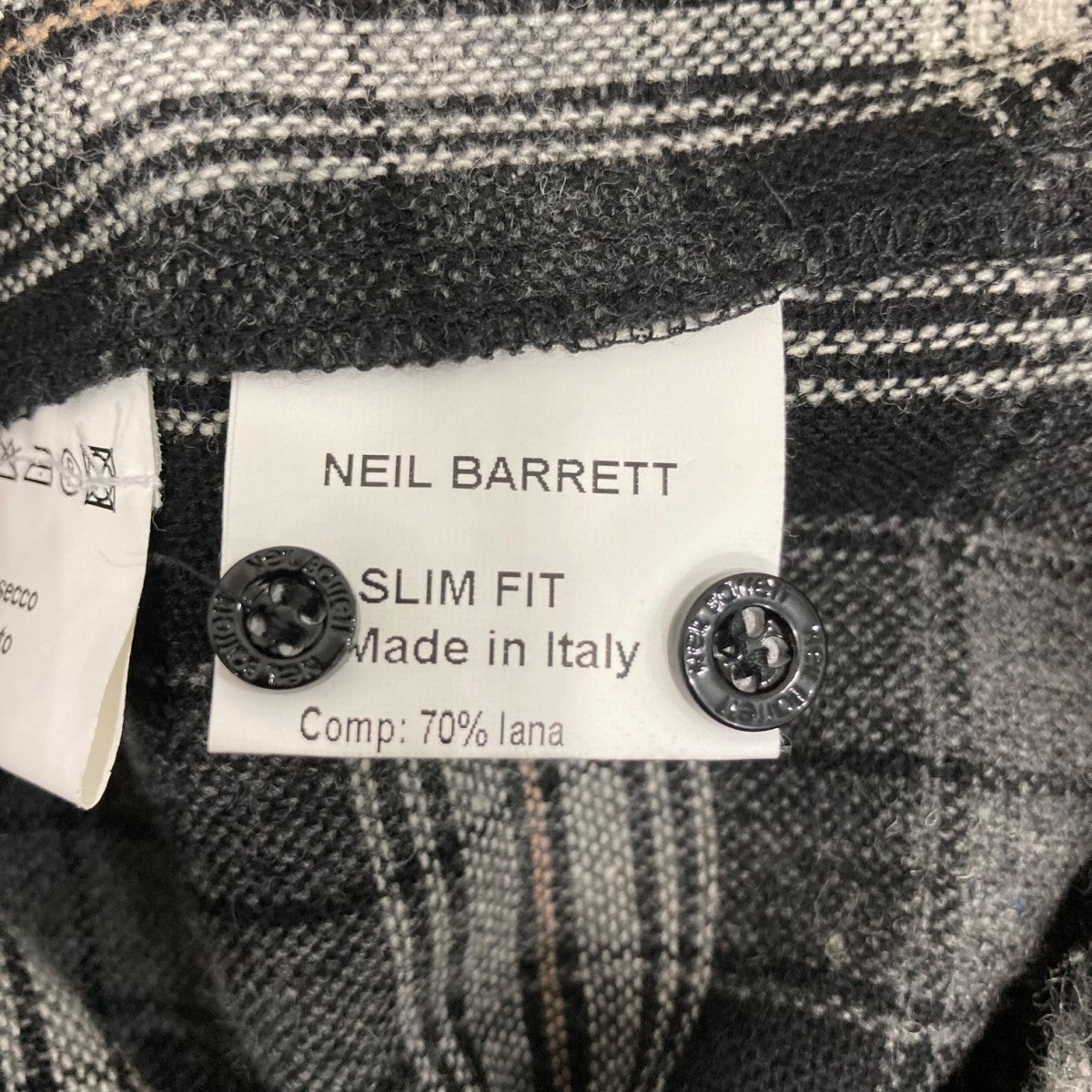 NEIL BARRETT(ニールバレット) 長袖シャツ グレー×ブラック サイズ 40
