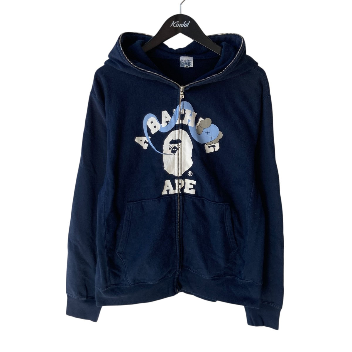 BAPE BY A BATHING APE×KAWS ジップパーカー ネイビー サイズ M