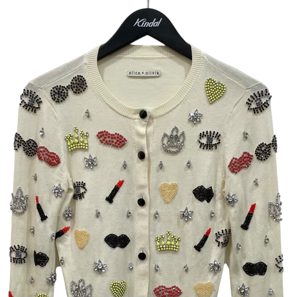 【未使用級】alice+oliviaウールリップカーディガン デザインニット 新品定価6万alice+oliviaリップポケットファスナー ニットカーディガン