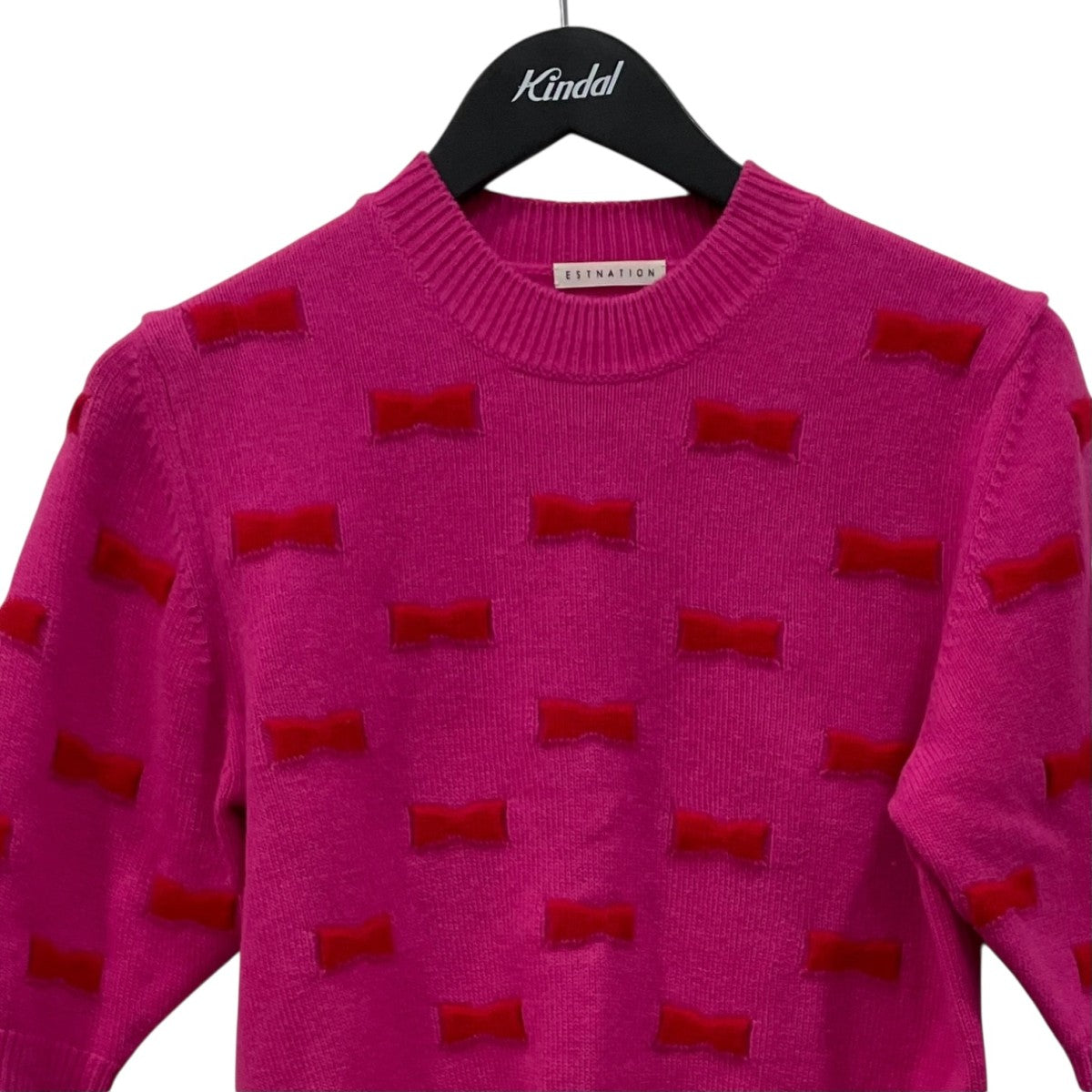 リボンジャカードニット