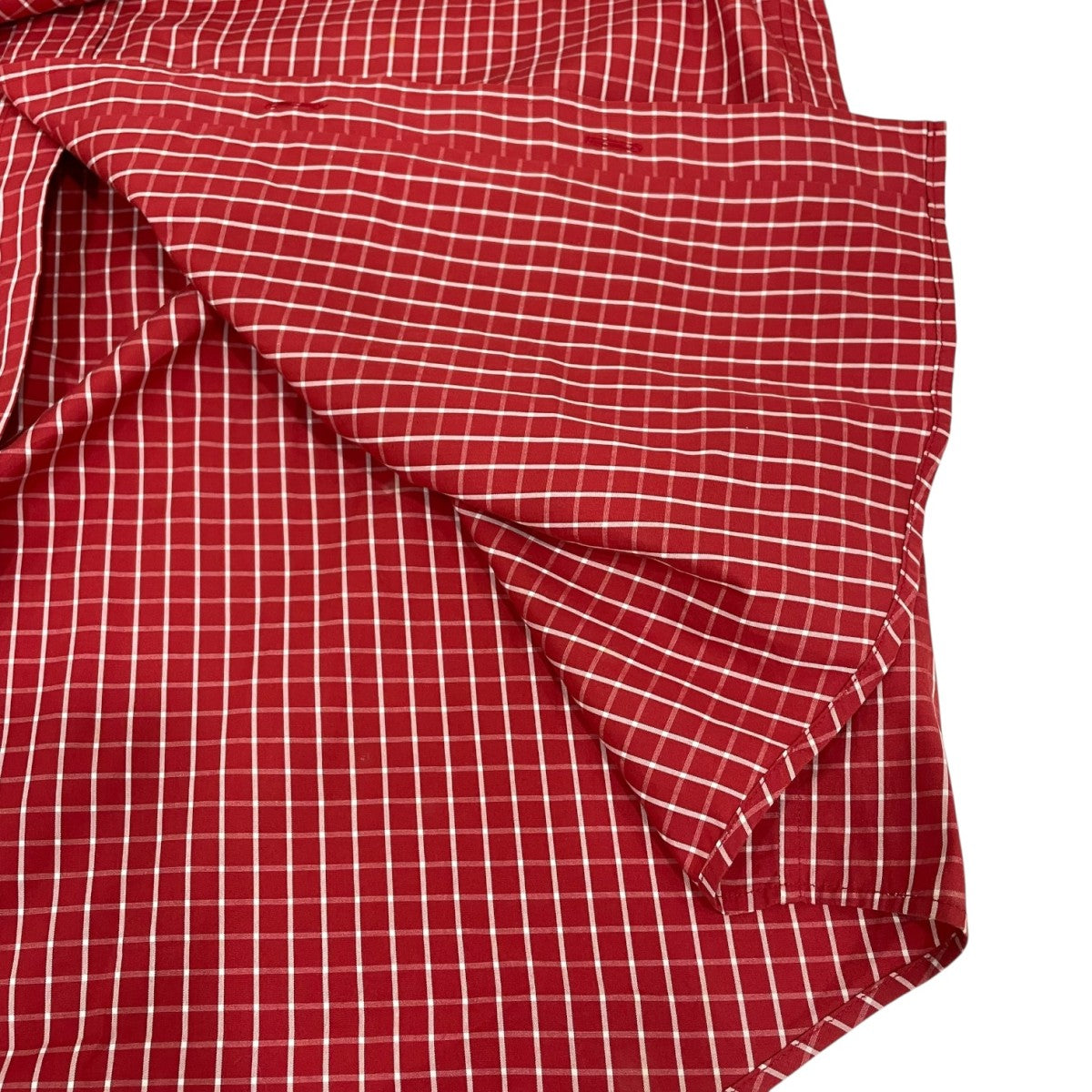 HERMES(エルメス) チェック柄長袖シャツ レッド×ホワイト サイズ 39