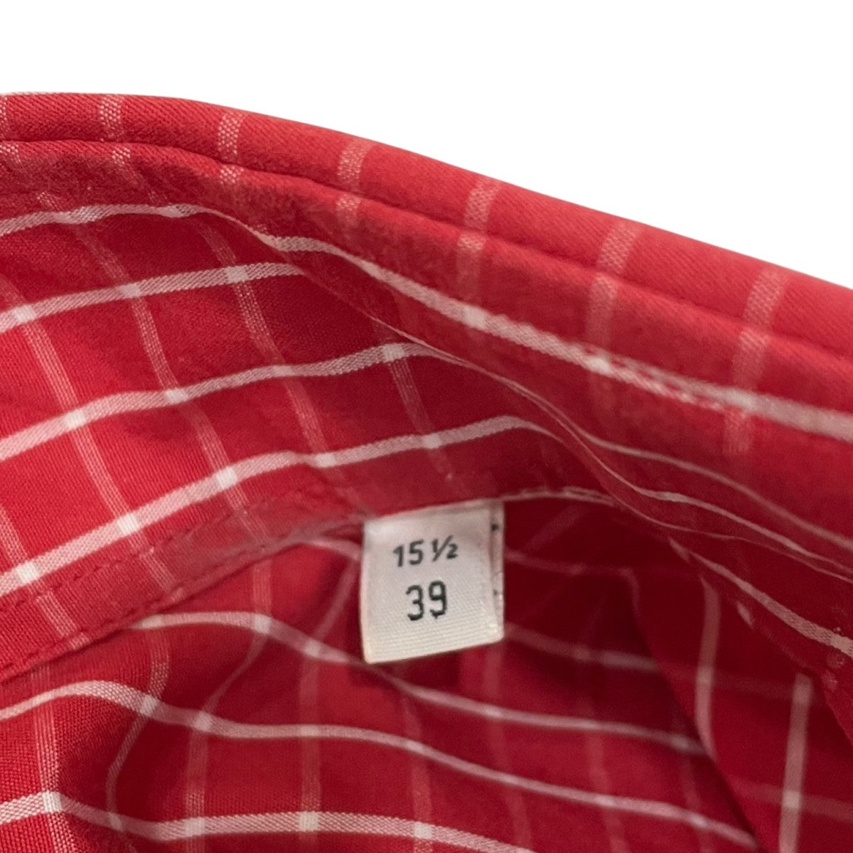 HERMES(エルメス) チェック柄長袖シャツ レッド×ホワイト サイズ 39
