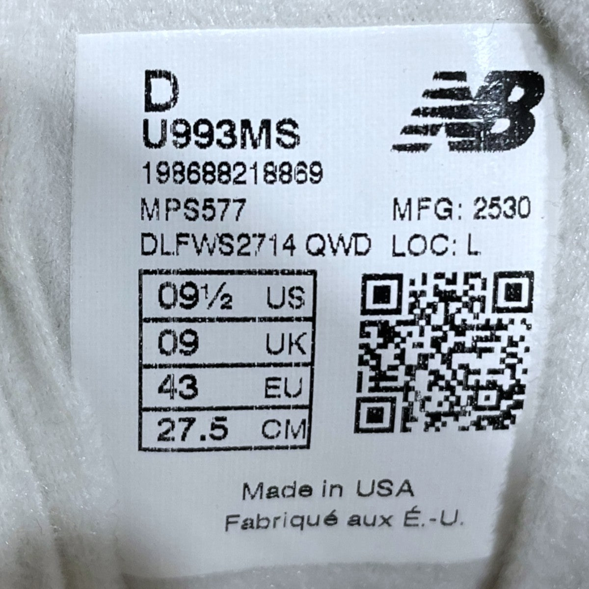 NEW BALANCE×KITH スニーカー U993MS MADE IN USA 古着・中古-5枚目のアイテム画像