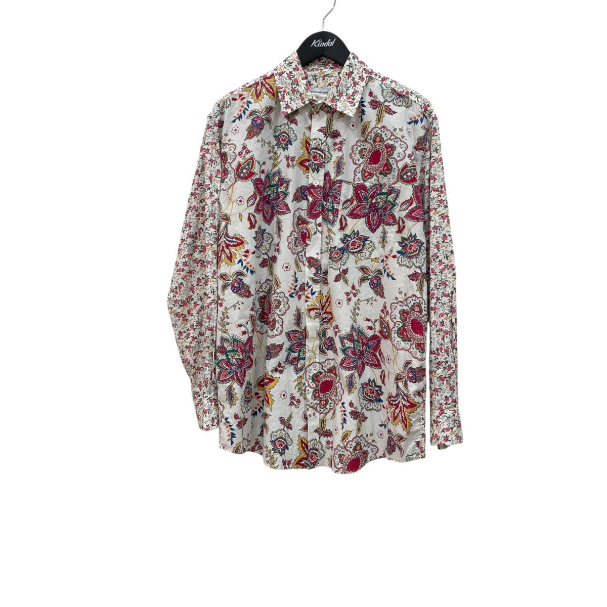 marine serre(マリーンセル) WHITE LINE総柄シャツ レッド×ホワイト