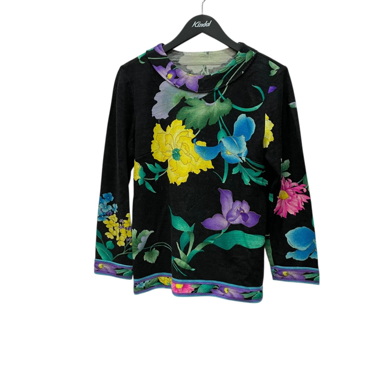 【未使用】 LEONARD レオナール ネイビー ドット 花柄 カットソー 40 新品未使用品 LEONARD レオナール 花柄 総柄 長袖 サイズ40 ブラウス