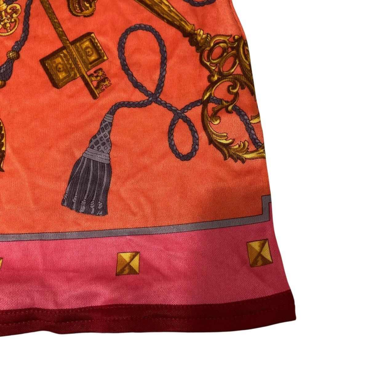 HERMES(エルメス) SILK LE CLESノースリーブブラウス ピンク×ブラウン