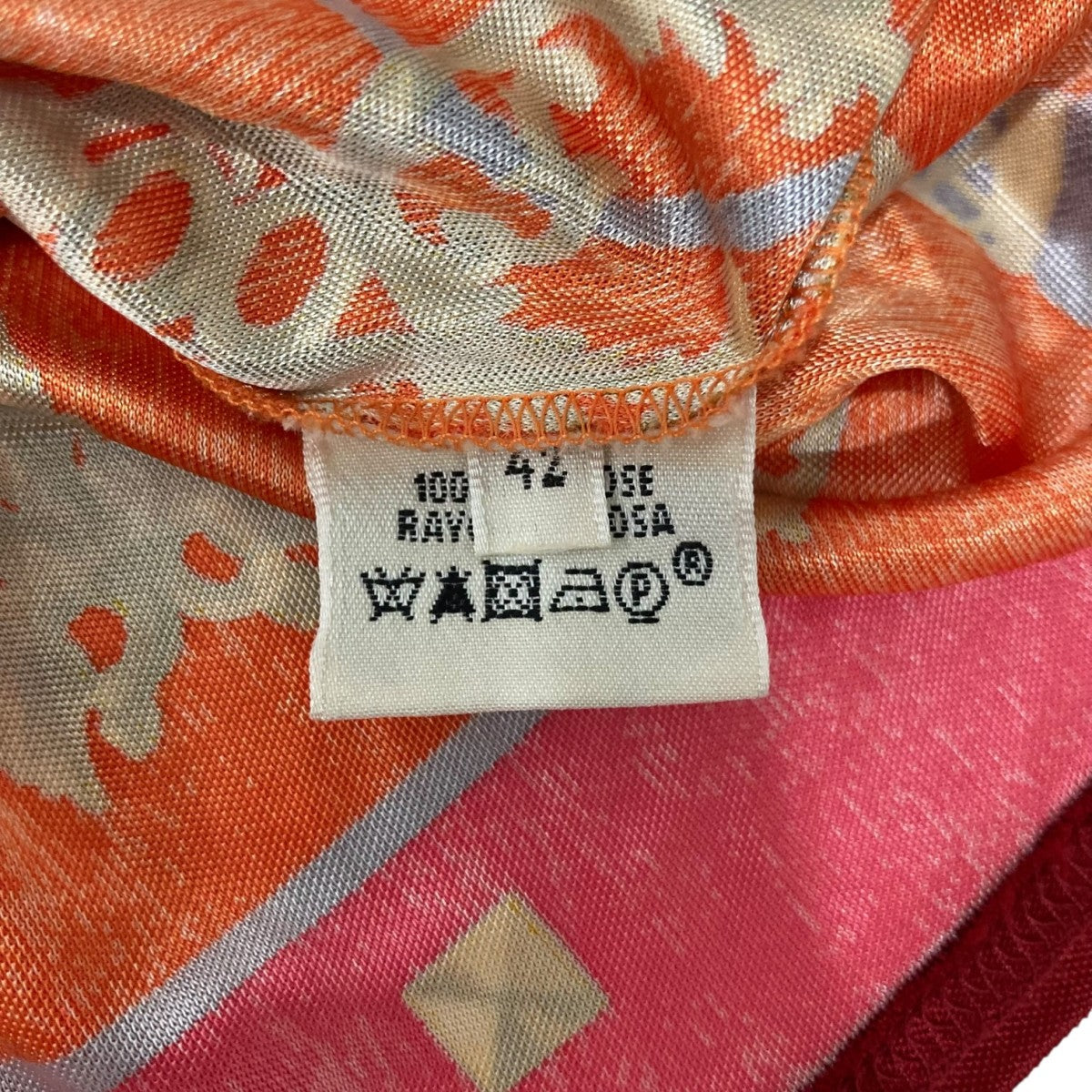 HERMES(エルメス) SILK LE CLESノースリーブブラウス ピンク×ブラウン