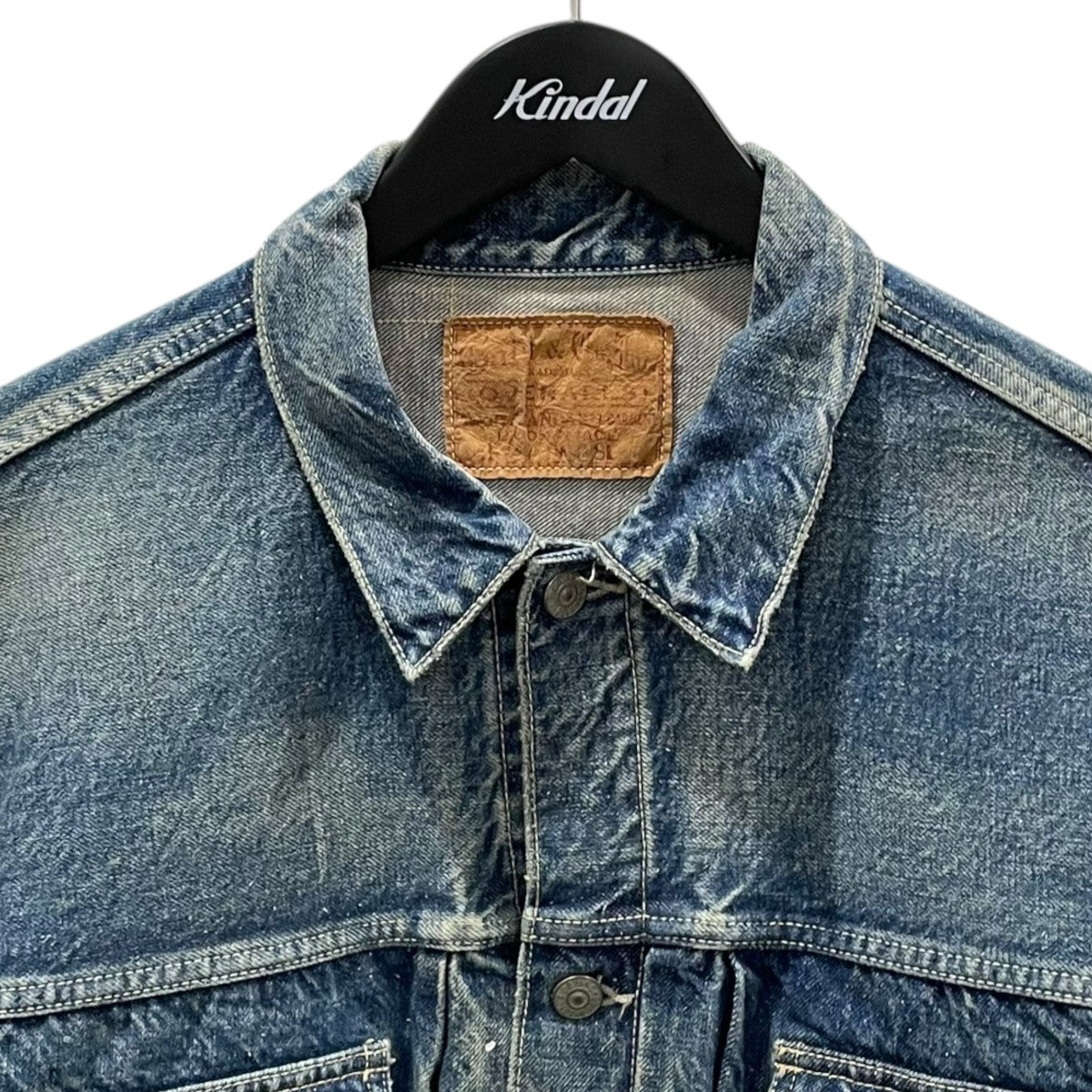 25SS 加工デニムジャケット RECYCLED WASTE SUVIN COTTON YARN 14oz． DENIM JACKET VINTAGE WASHED GL15674H