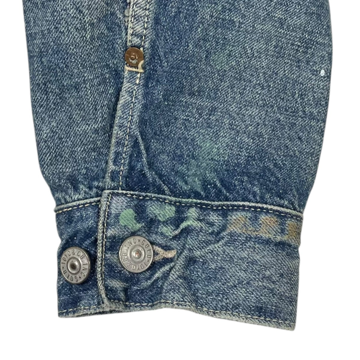 25SS 加工デニムジャケット RECYCLED WASTE SUVIN COTTON YARN 14oz． DENIM JACKET VINTAGE WASHED GL15674H