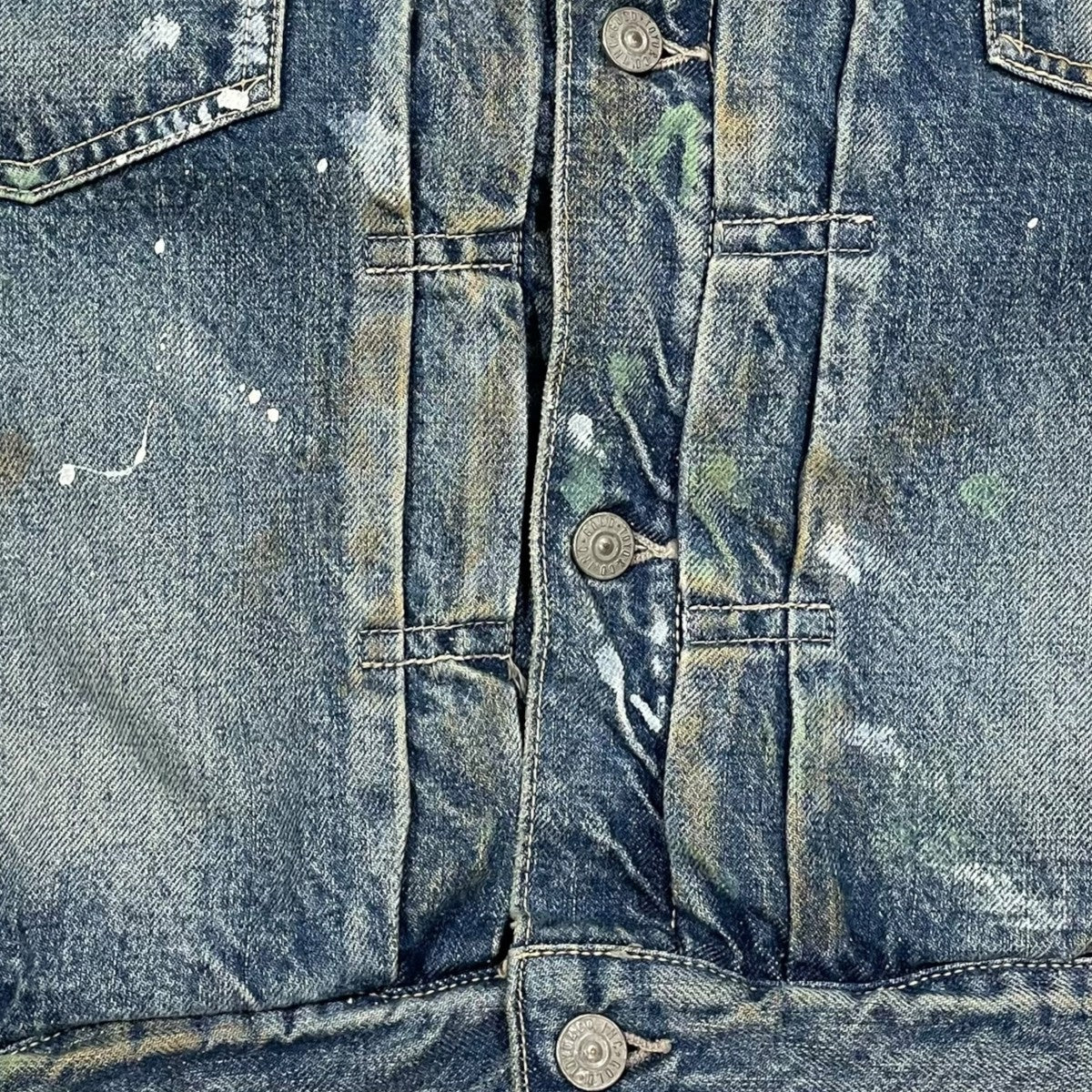 25SS 加工デニムジャケット RECYCLED WASTE SUVIN COTTON YARN 14oz． DENIM JACKET VINTAGE WASHED GL15674H