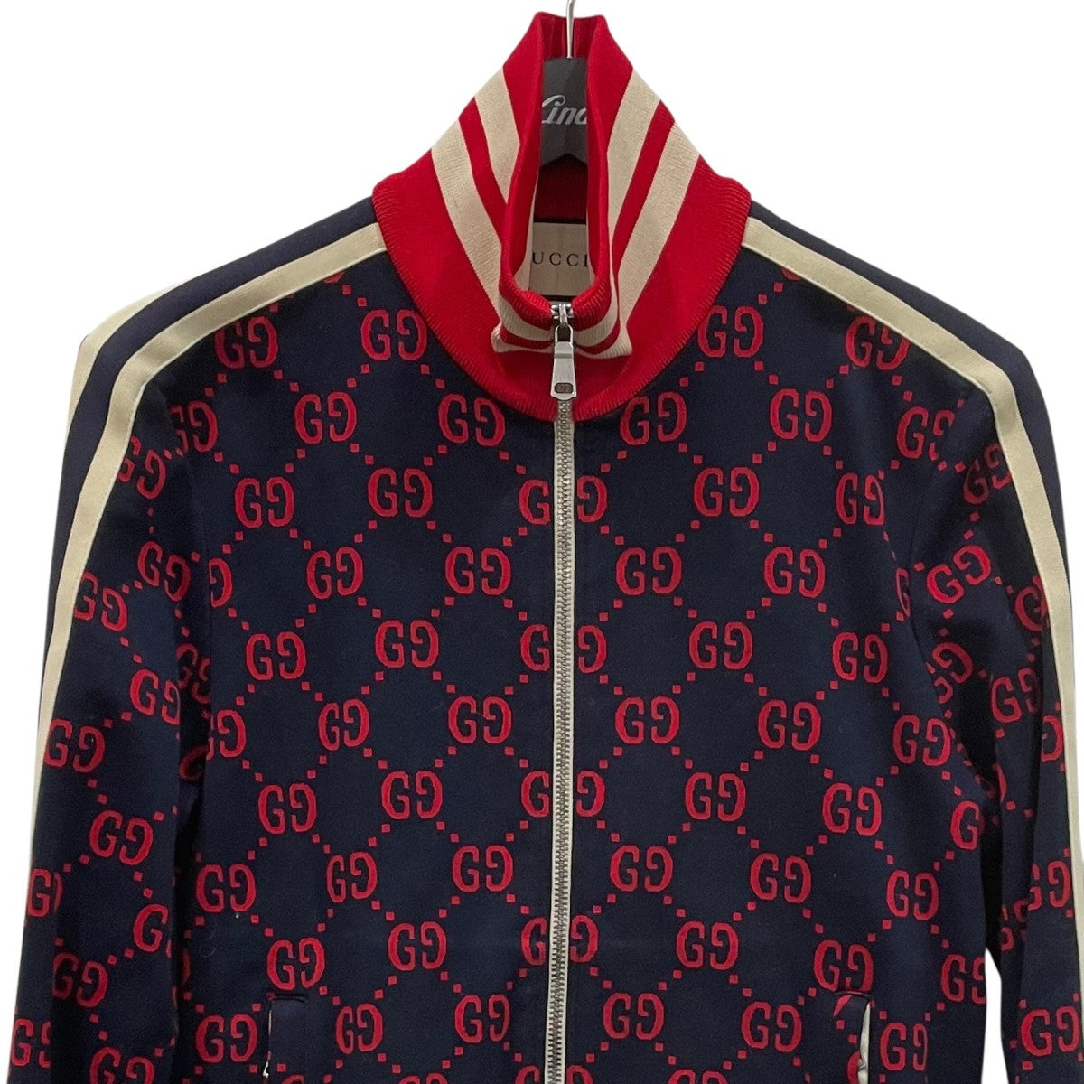 GUCCI(グッチ) 総柄トラックジャケット496919 496919 ネイビー×レッド