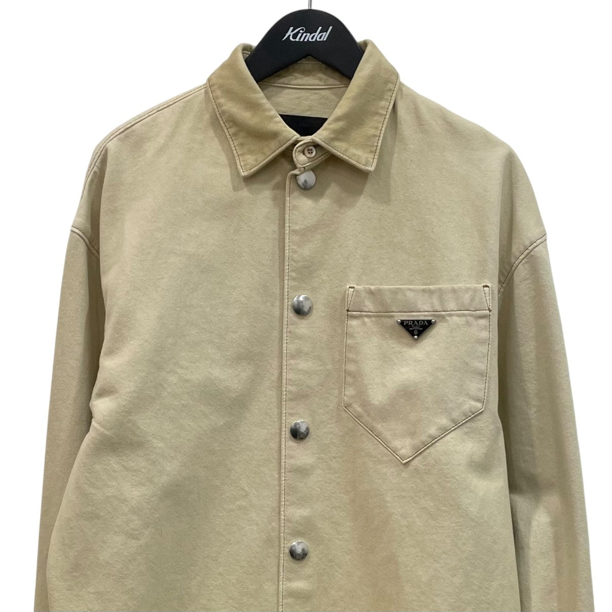 PRADA トライアングルロゴ コットンヴィンテージ デニム シャツGEC066 古着・中古-3枚目のアイテム画像