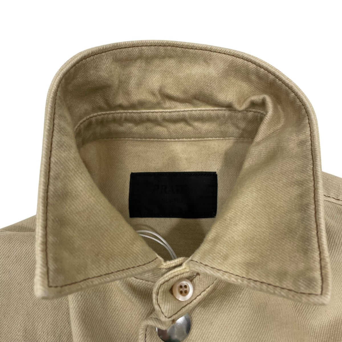 PRADA トライアングルロゴ コットンヴィンテージ デニム シャツGEC066 古着・中古-7枚目のアイテム画像