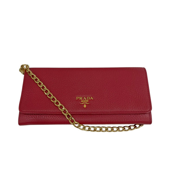 PRADA(プラダ) Wallet On Chainチェーンウォレット レッド｜【公式