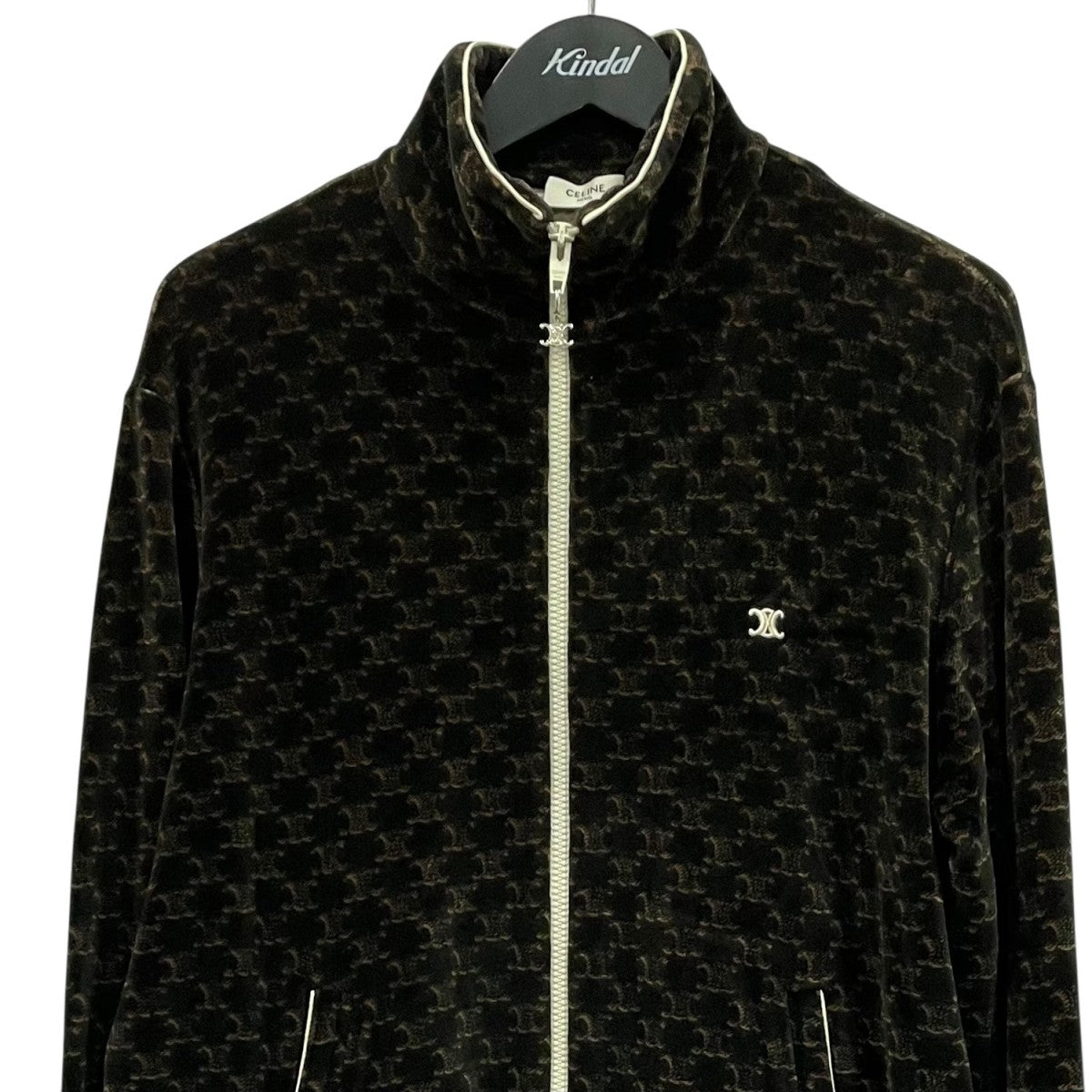 CELINE ベロア ジャージ トラックジャケット セリーヌ CELINE セリーヌネイビーベロアジップアップジャージ トラック
