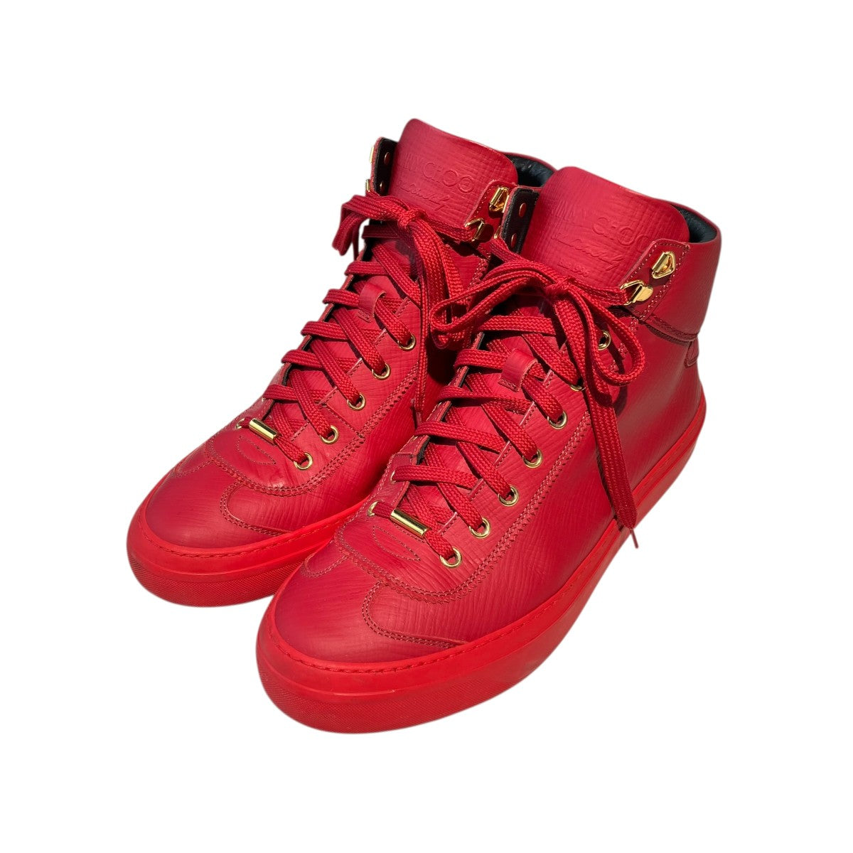 ジミーチュウ　赤一色　ロォーファ JIMMY CHOO(ジミーチュウ) ハイカットスニーカー レッド サイズ 42